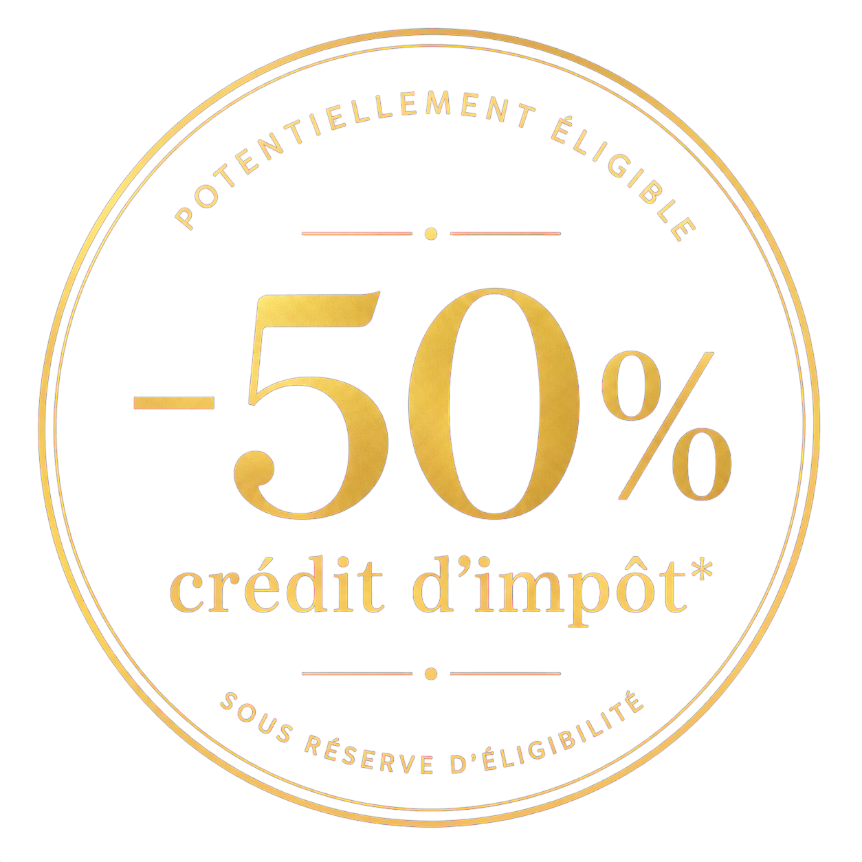 Crédit d’impôt de 50 % potentiellement éligible selon conditions